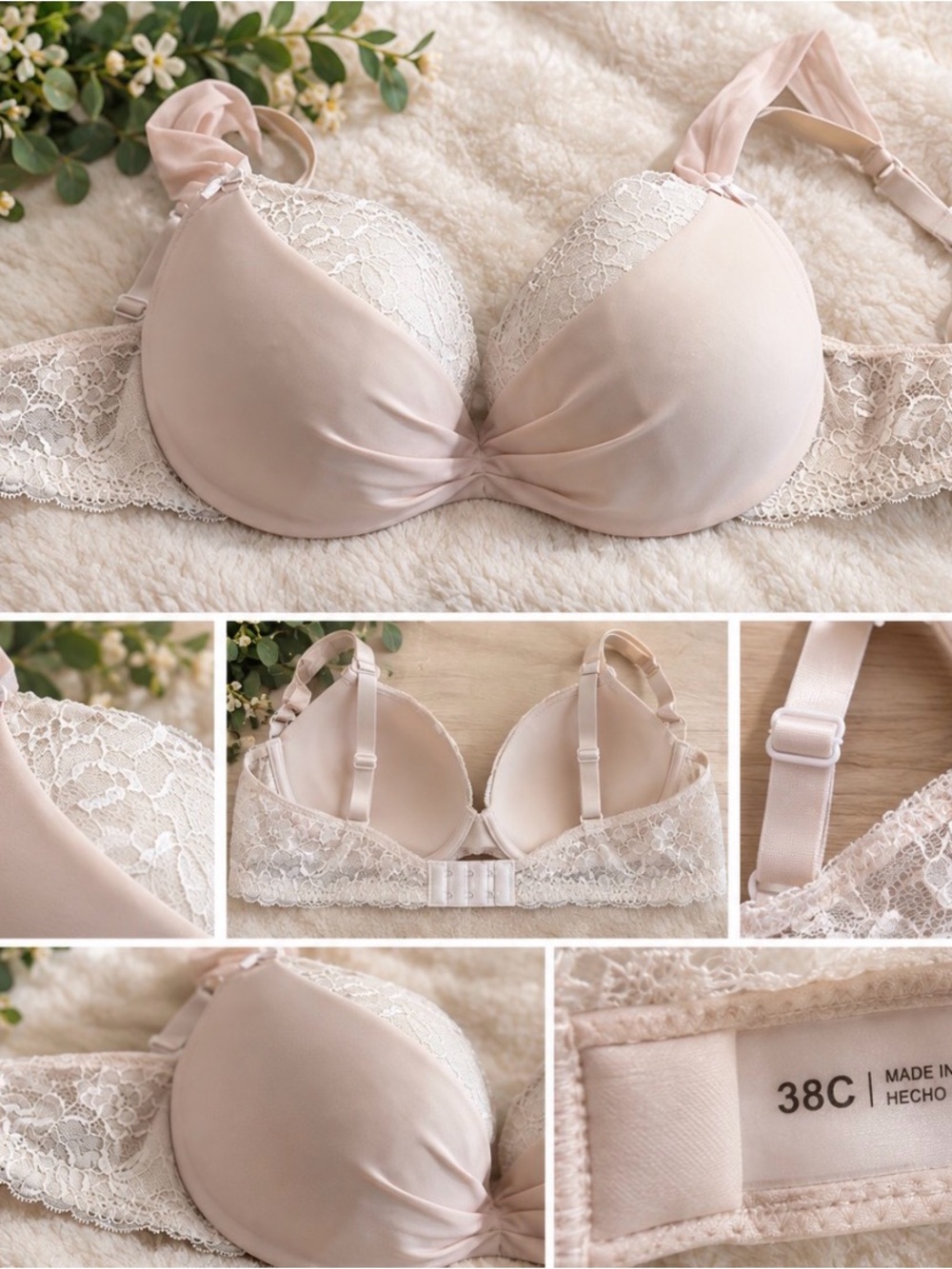 Source Unknown Blush Pink Lace-Trim Push-Up Bra